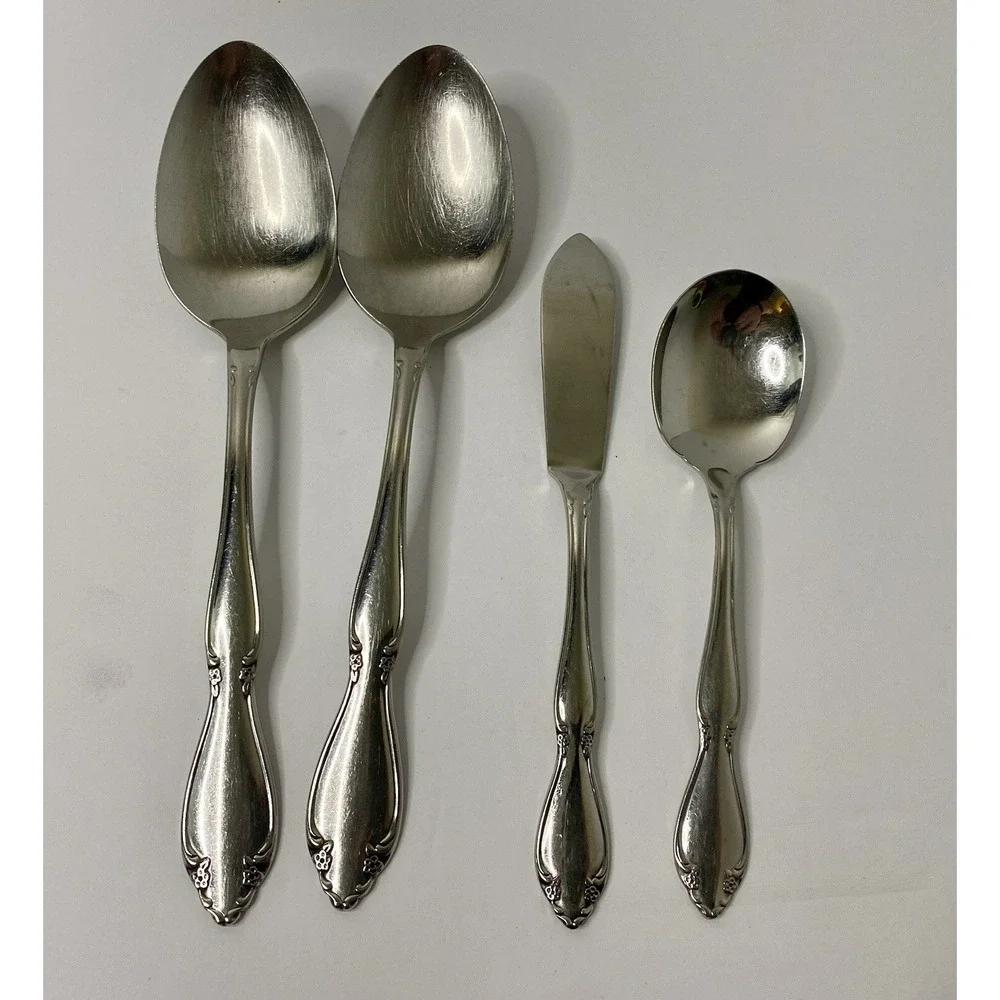 Oneida USA BERKELEY SQUARE Serving Spoon X2 Butter Knife Sugar Spoon